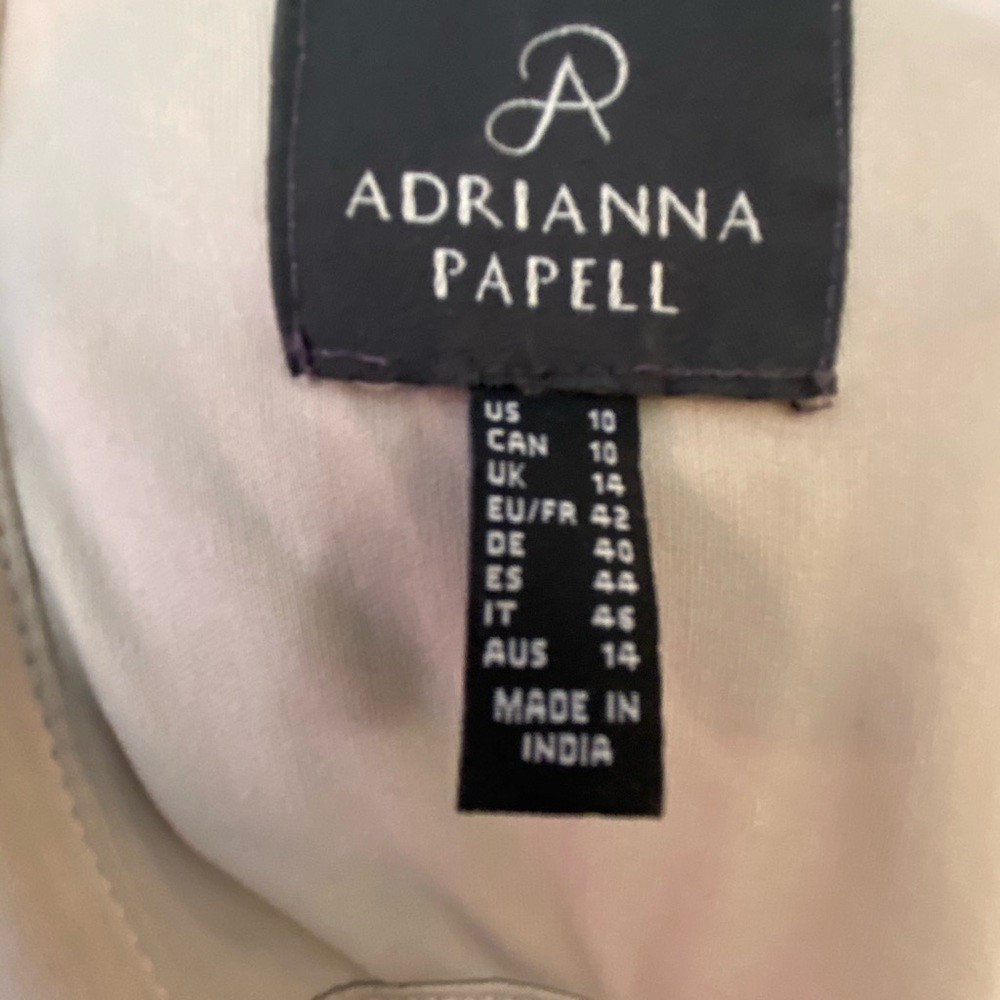 Adrianna Papell beaded gown biscotti